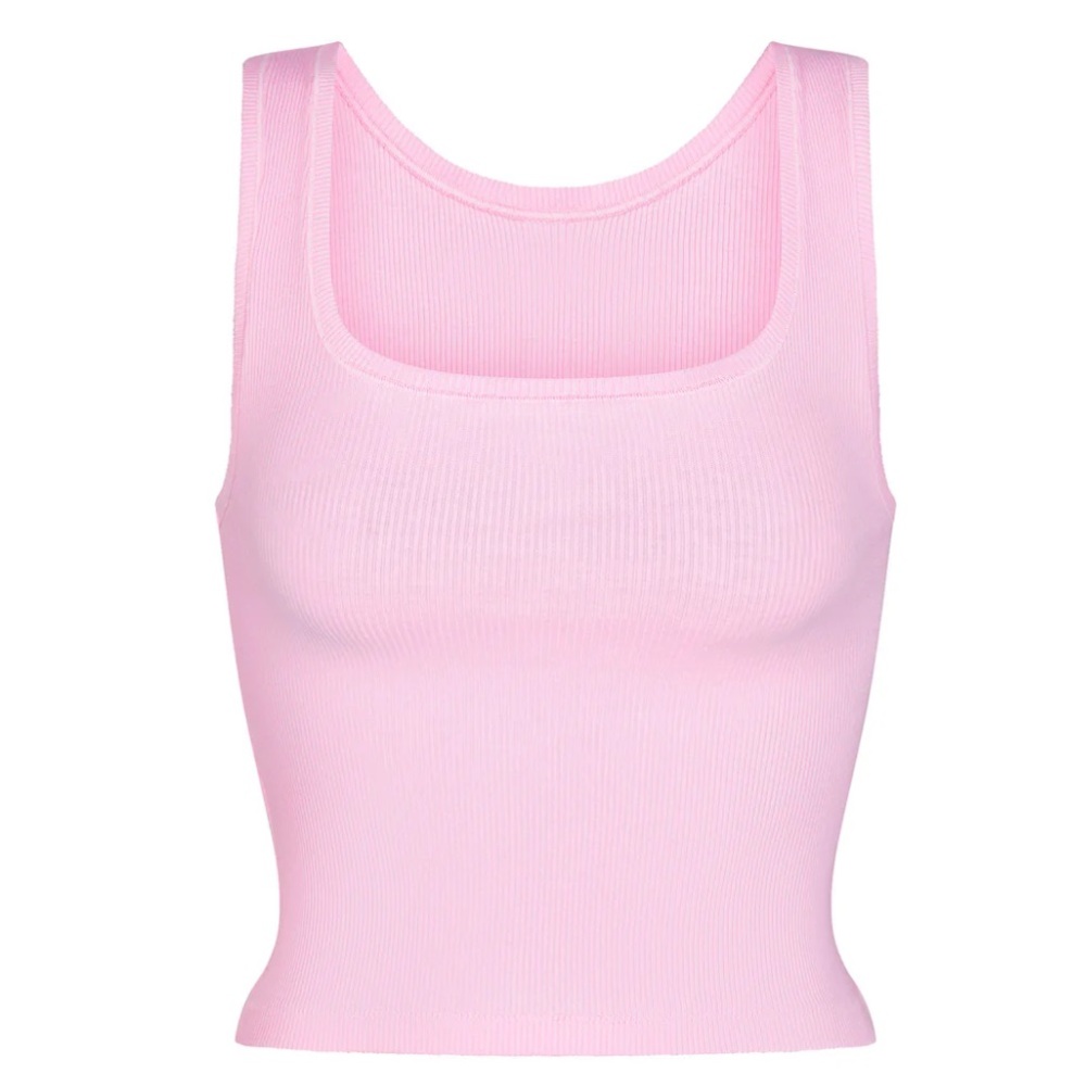 SKIMS Cotton Rib Tank in Cotton Candy
